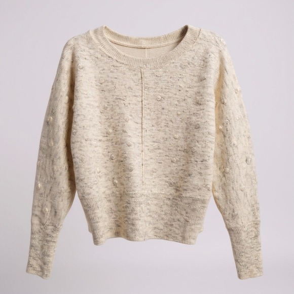William Rast Womens Cream Textured Knit‎ Sweater With Ribbed Cuffs & Hem S - Picture 1 of 7